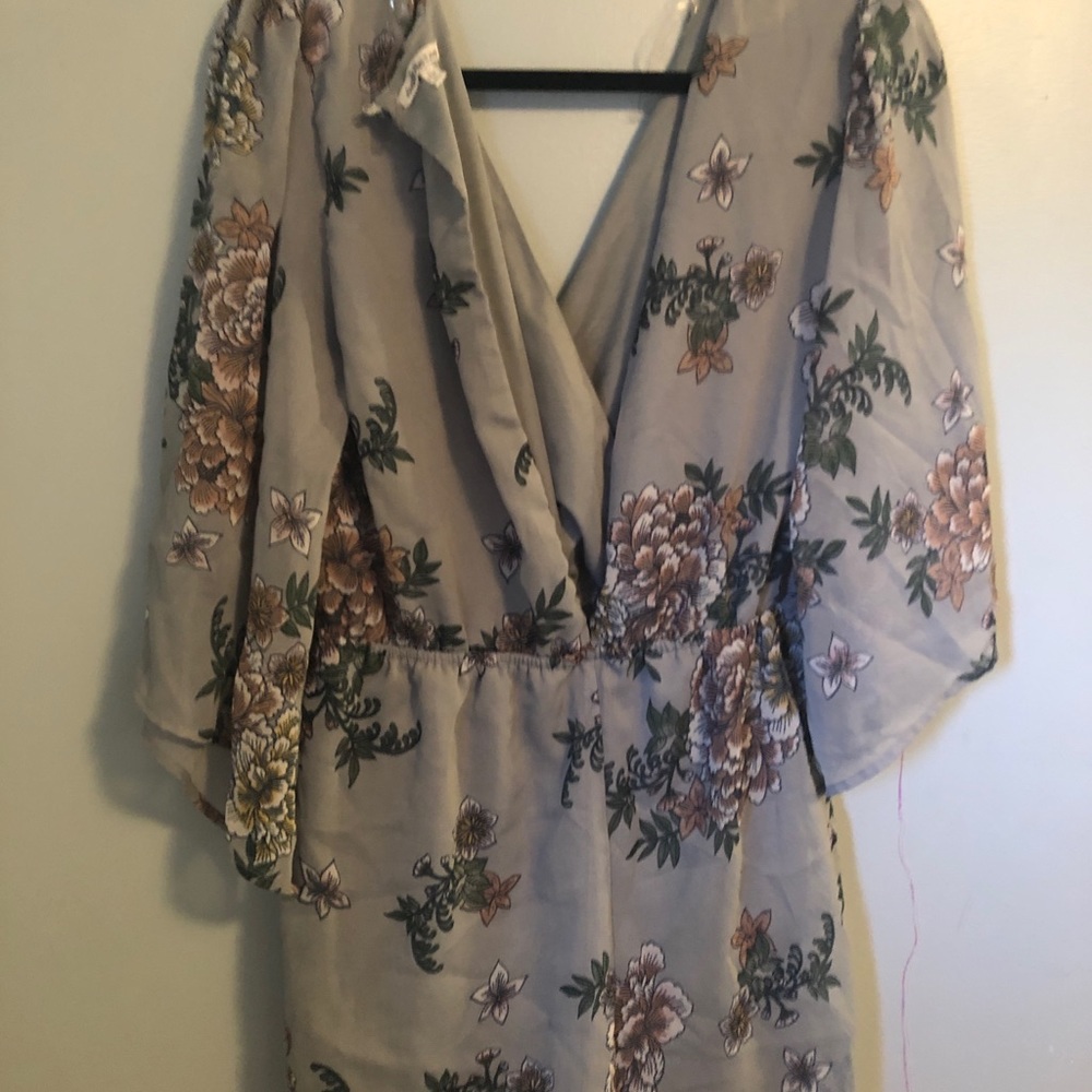 Gray Floral Romper